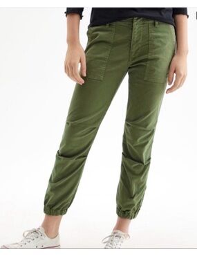 Nili Lotan French Military Green Cropped Joggers Pants 0 Streetwear Casual Fall